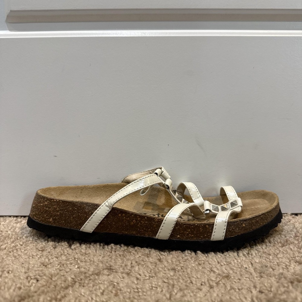 Betula Shoes Womens Size 6 37 White Strappy Studded Wedge Sandals Comfort